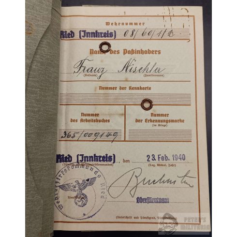 Wehrpass Type2 - NSDAP szimpatizáns