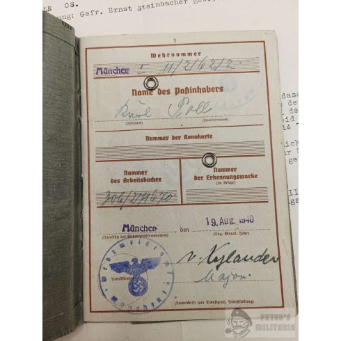 Wehrpass és Deutsches Rotes Kreuz levél