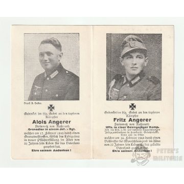 Testvérpár halálozási értesítő - Angerer