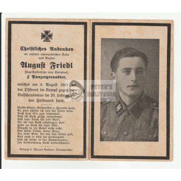 SS páncélgránátos halálozási értesítő