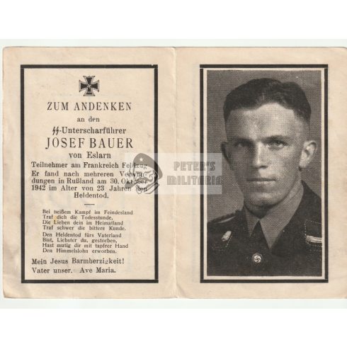 SS Unterscharführer Death Card - Bauer