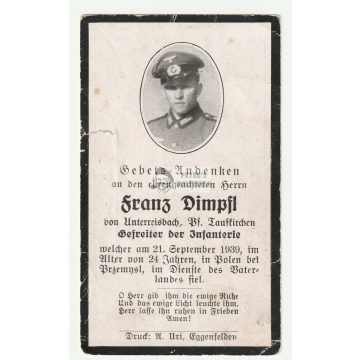 1939 September Death Card – Polish Campaign RARE.