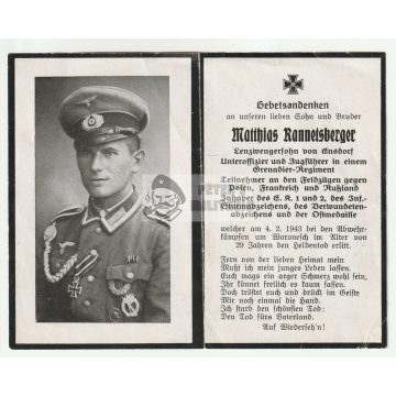   Death card with Iron Cross wear – Condor Legion Wound Badge.