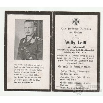 Fallschirmjäger / Ejtőernyős  halálozási értesítő 