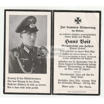 Halálozási értesítő - Vaskeresztes tüzér