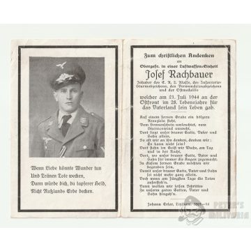Dekorált Luftwaffe halálozási értesítő