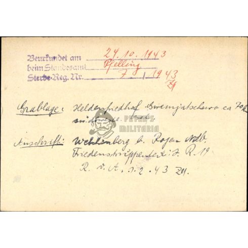 Wehrmacht főhadnagy halálozási Német Kereszt Arany fokozattal 