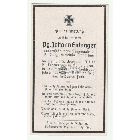 SS-Totenkopf-Inf. Rgt. 1. halálozási értesítő