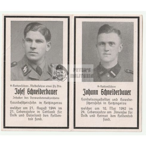 SS testvérpár halálozási értesítő - Demjansk