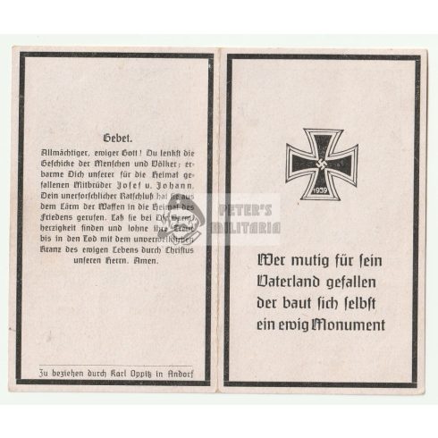 SS testvérpár halálozási értesítő - Demjansk