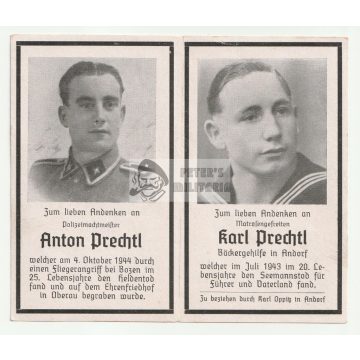   SS Polizei és Kriegsmarine Uboot matróz halálozási értesítő