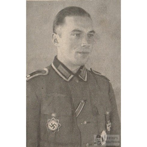 Wehrmacht Feldwebel halálozási értesítő Német Kereszt Arany fokozattal 