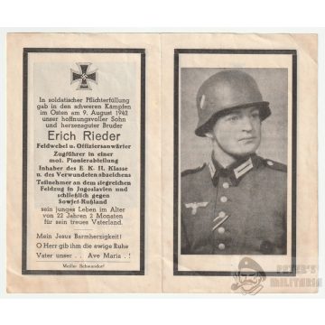 Rohamsisakos halálozási értesítő - 1942