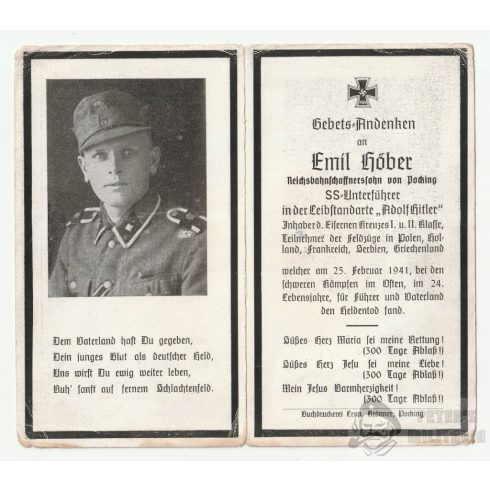 Leibstandarte SS Adolf Hitler halálozási értesítő