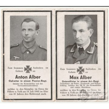   Utász, tüzér testvérpár halálozási értesítő - 1943.07.18-20.