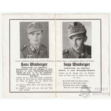   Gebirgsjäger testvérpár halálozási értesítő - 1942 & 1944