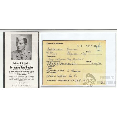 Fallschirmjäger halálozási értesítő 1944. Olaszország
