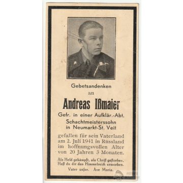   Páncélos felderítő halálozási értesítő - 1941 Barbarossa