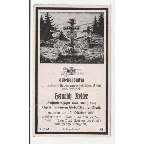 Death card (HUN) - Heinrich Reiter / Nagykapos