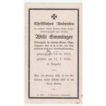Halálozási értesítő (HUN) - Will Emminger / Bajcs