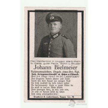   Halálozási értesítő (HUN) - Johann Bielmeier / Pusztacsán