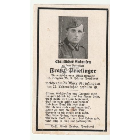 Death card (HUN) - Franz Prielinger / Hungary