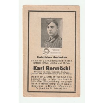 Halálozási értesítő (HUN) - Karl Rennöckl / Túrmező