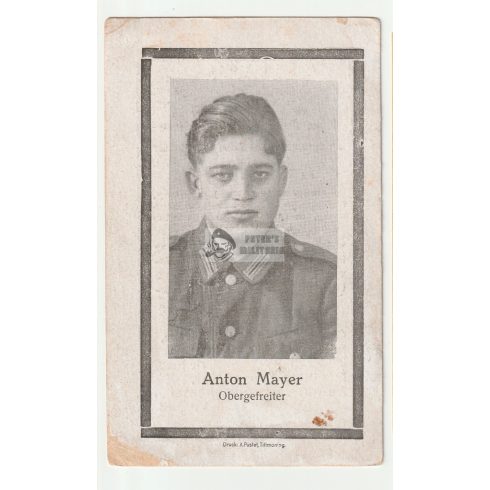 Death card (HUN) - Anton Mayer / North-hungarian military hospital