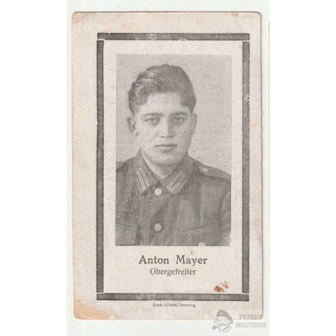 Halálozási értesítő (HUN) - Anton Mayer / Észak-magyarországi katonai órház