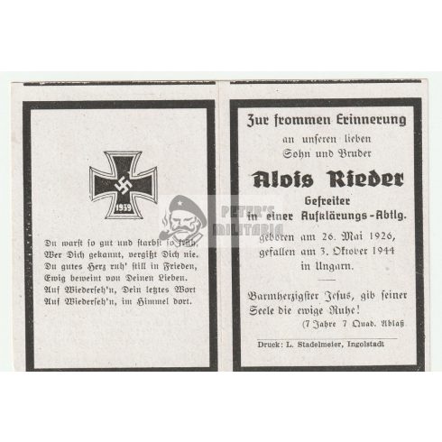 Death card (HUN) - Alois Rieder / Mezőrücs