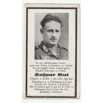   Halálozási értesítő (HUN) - Kaspar Gut / Kelet-Magyarország