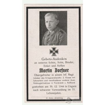   Halálozási értesítő (HUN) - Martin Dorfner / Kelecsenyborda