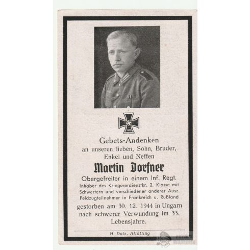 Halálozási értesítő (HUN) - Martin Dorfner / Kelecsenyborda