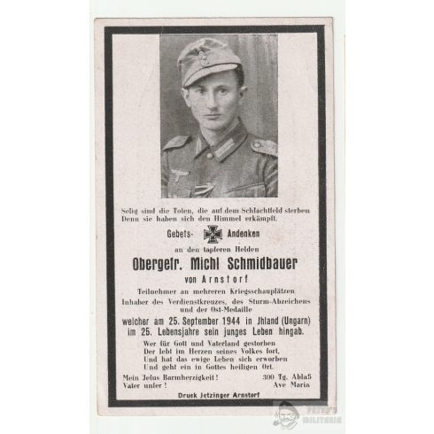 Halálozási értesítő (HUN) - Michael Schmidbauer / Vadad