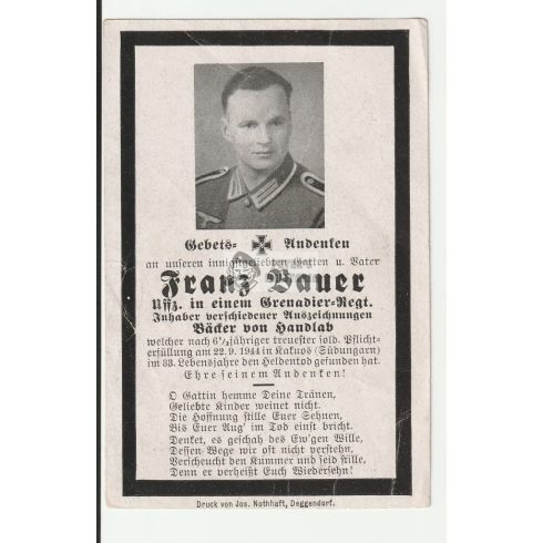Death card (HUN) - Franz Bauer / Siebenbürgen