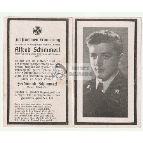 Death card (HUN) - Alfred Schimmerl "Feldherrnhalle" / Debrecen 