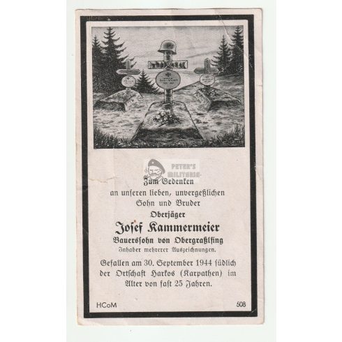 Halálozási értesítő (HUN) - Josef Kammermeier / Harkos