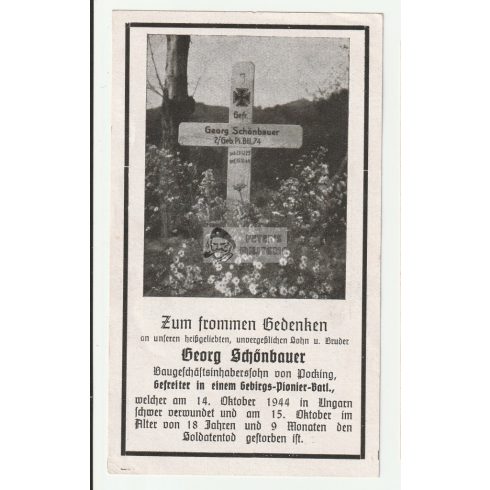 Halálozási értesítő (HUN) - Georg Schönbauer / Erdély