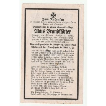   Halálozási értesítő (HUN) - Alois Brandstötter - Kállósemjén / 5 kitüntetés! 