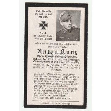 Halálozási értesítő (HUN) - Anton Kunz - Nagybajom