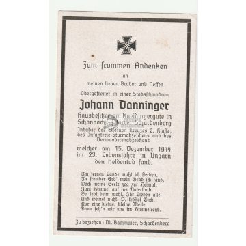 Halálozási értesítő (HUN) - Johann Danninger - Marcali
