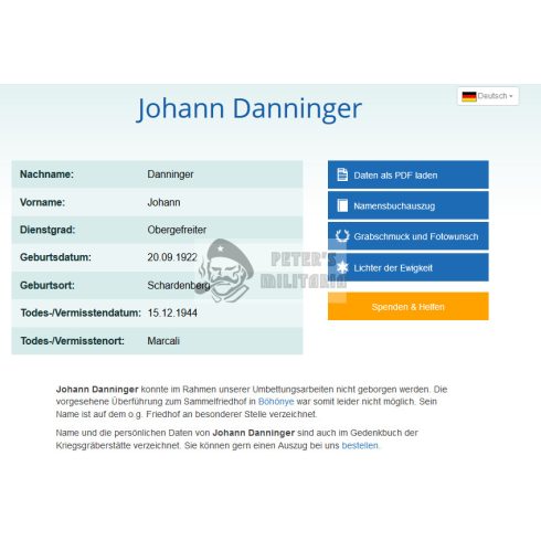 Halálozási értesítő (HUN) - Johann Danninger - Marcali