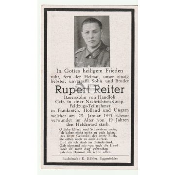 Halálozási értesítő (HUN) - Rupert Reiter - Győr