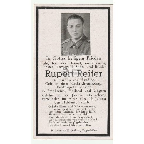 Halálozási értesítő (HUN) - Rupert Reiter - Győr