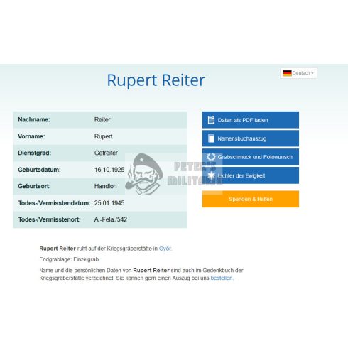 Halálozási értesítő (HUN) - Rupert Reiter - Győr