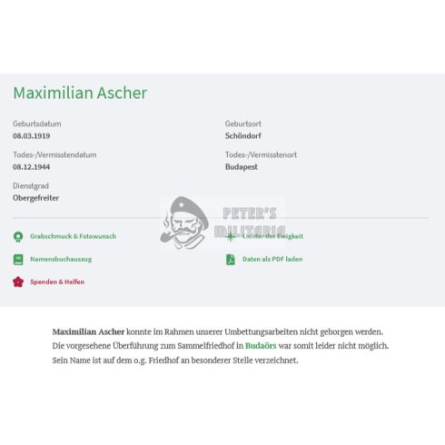 Halálozási értesítő (HUN) - Maximilian Ascher - Budapest