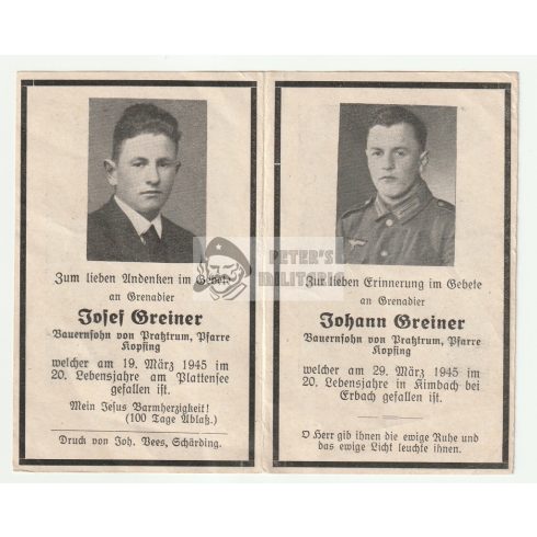 Halálozási értesítő (HUN) - Josef Greiner - Balaton