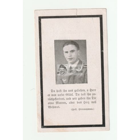 Halálozási értesítő (HUN) - Hubert Steinalt, SS Untersturmführer - Veszprém