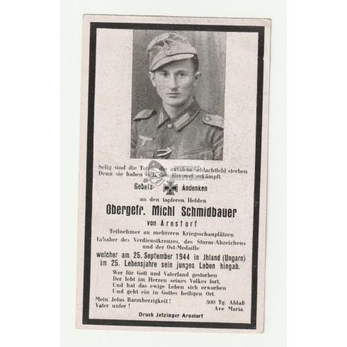 Halálozási értesítő (HUN) - Schmidbauer - Vadad, Maros megye