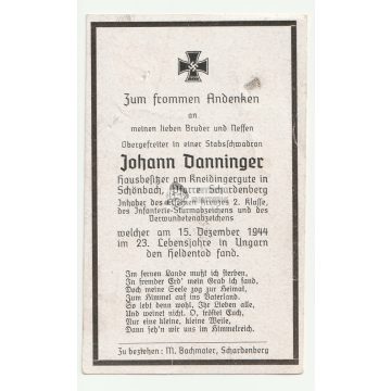 Halálozási értesítő (HUN) - Johann Danninger - Marcali